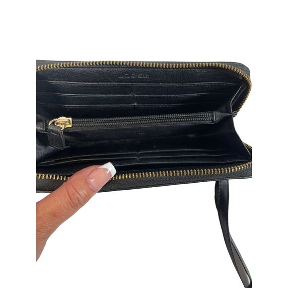 Joe's Jeans Zip Around Wallet Clutch Black Embossed - Picture 5 of 5